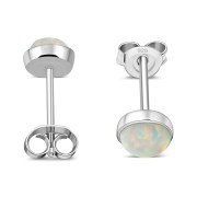 Synthetic Sun & Ice Opal Round Sterling Silver Stud Earrings, e440st
